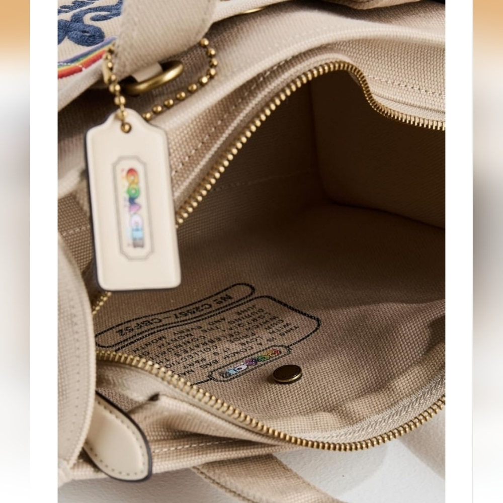 SOLD  NEW Cargo Tote 26 Canvas Bag With Rainbow Embroidery. Pride Trendy Chic - Picture 5 of 14
